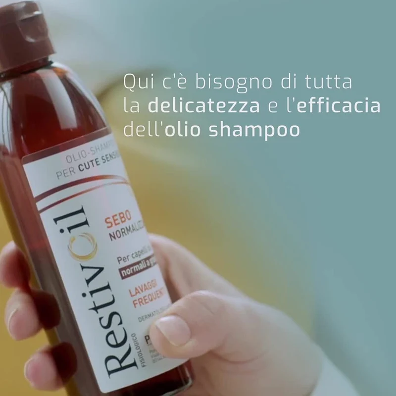 Restivoil Fisiologico Sebonormalizzante Olio-Shampoo per Cute Sensibile e per Capelli Normali e Grassi, Senza Agenti Schiumogeni e Aggressivi - 250 ml