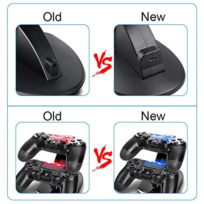 PS4 Ricarica Controller Base,AMANKA Dual USB Controller Caricatore Docking Station Stand con LED,Compatibile Playstation 4 PS4 / PS4 Slim /Pro/ Wireless Controller,con Cavo USB