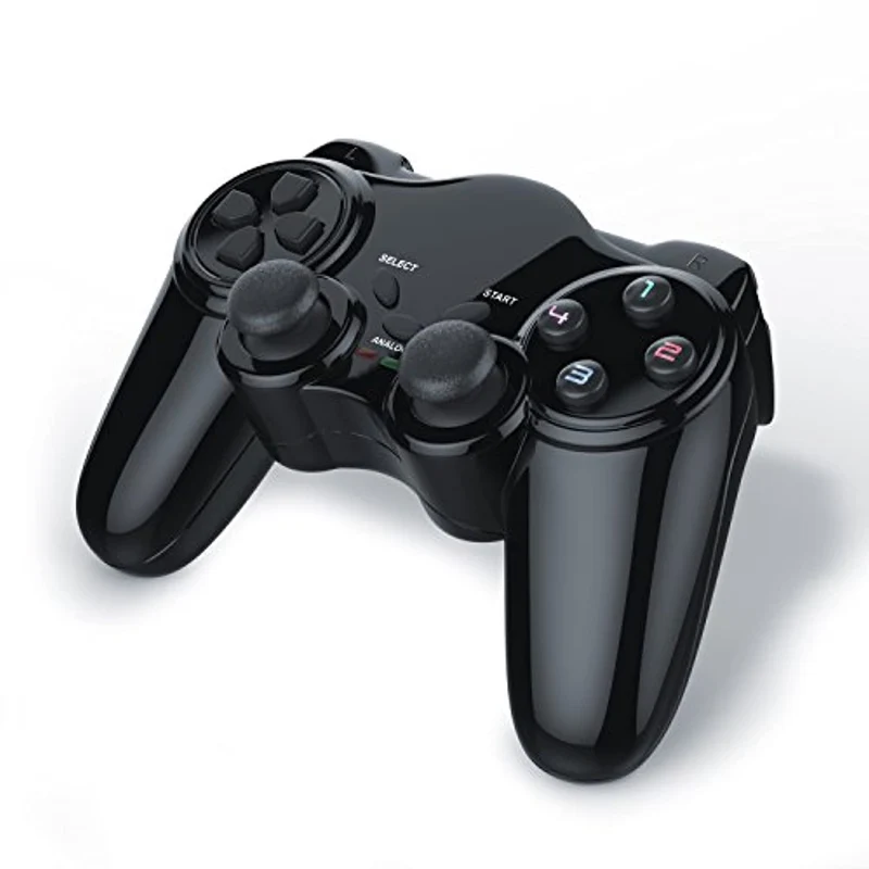 CSL - Wireless Gamepad per Playstation 2 PS2 - Dual Vibration - Joypad Controller - Nero