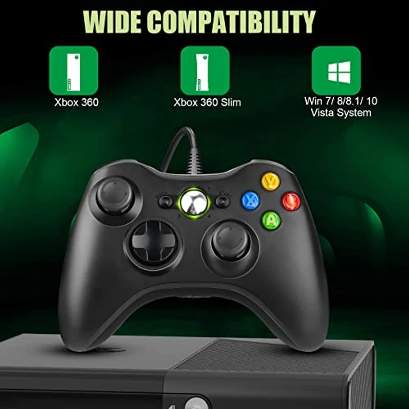 ETPARKK Controller per PC, Xbox 360 Game Controller, Wired Controller Compatibile per Xbox 360/Xbox 360 Slim, USB Wired Joystick per PC(Windows 7/8 / 8.1 / 10 / XP / Vista)