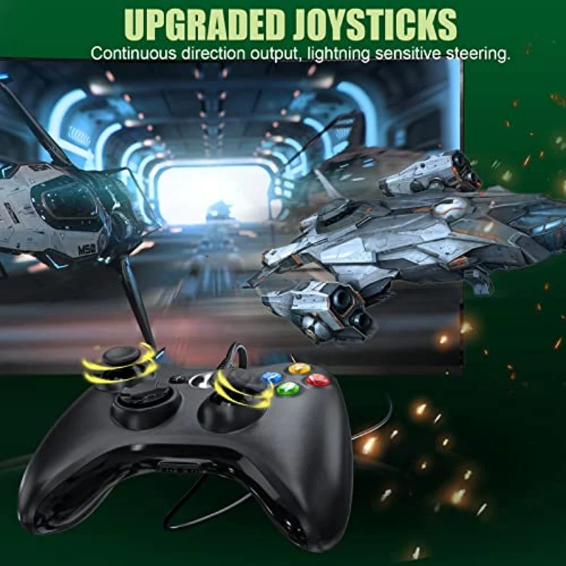 ETPARKK Controller per PC, Xbox 360 Game Controller, Wired Controller Compatibile per Xbox 360/Xbox 360 Slim, USB Wired Joystick per PC(Windows 7/8 / 8.1 / 10 / XP / Vista)