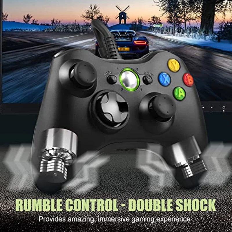 ETPARKK Controller per PC, Xbox 360 Game Controller, Wired Controller Compatibile per Xbox 360/Xbox 360 Slim, USB Wired Joystick per PC(Windows 7/8 / 8.1 / 10 / XP / Vista)