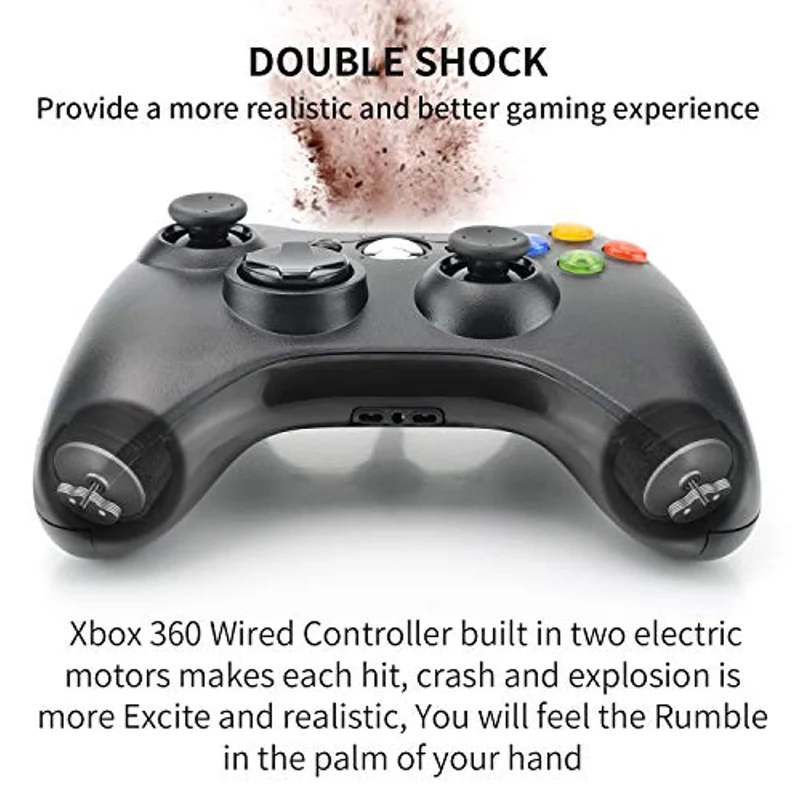 Dhaose Xbox 360 Game Controller, Wired Game Controller Gamepad Controller Cablato USB, Joystick, Joypad Compatibile per Microsoft Xbox 360 Slim PC Windows /7/8/8.1/10