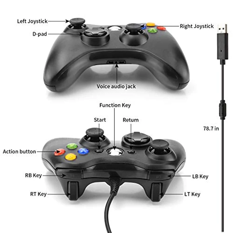 Dhaose Xbox 360 Game Controller, Wired Game Controller Gamepad Controller Cablato USB, Joystick, Joypad Compatibile per Microsoft Xbox 360 Slim PC Windows /7/8/8.1/10