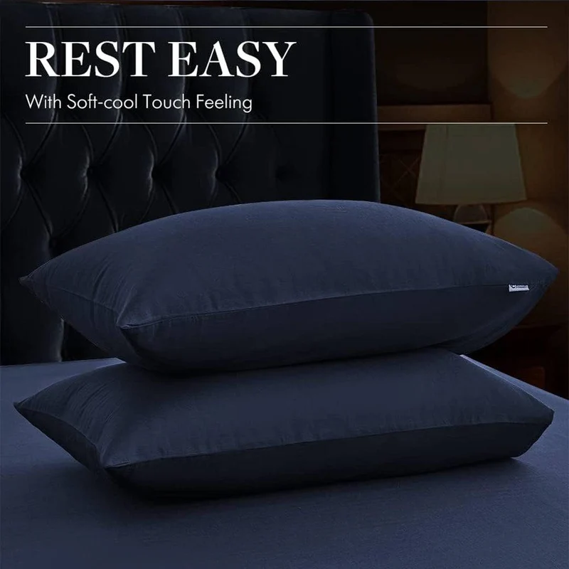 2-Pack Washed Bamboo Linen Cooling Pillowcases
