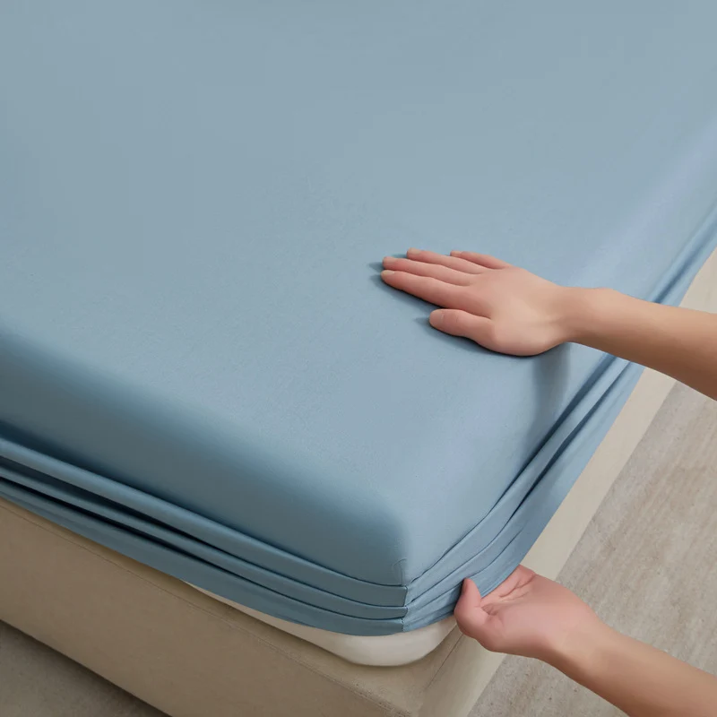 Bedding Set – Solid Color Fitted Sheet & 2 Pillowcases, Full-Cover Mattress Protector for Single Beds & Dorms