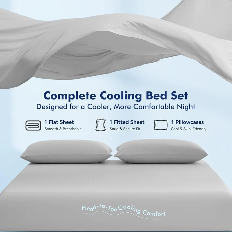 Elegear Silver-Infused Cooling Sheets – Breathable & Fresh Bedding for Hot Sleepers, King Size 4-Piece Set
