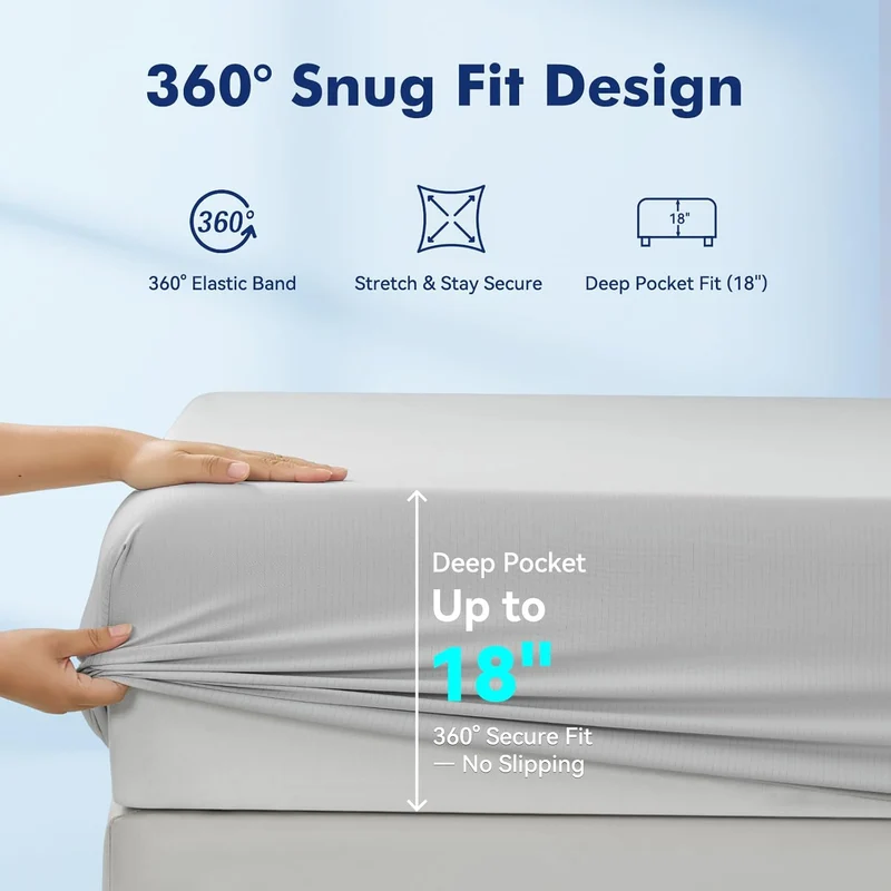 Elegear Silver-Infused Cooling Sheets – Breathable & Fresh Bedding for Hot Sleepers, King Size 4-Piece Set