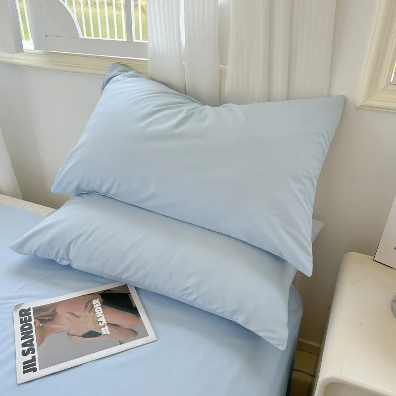 Washed Cotton Pillowcases Set of 2, 48×74cm (19×29 in), Solid Color Brushed Twill Pillow Covers, Soft Breathable Modern Style