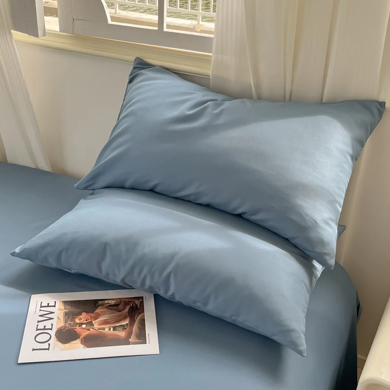 Washed Cotton Pillowcases Set of 2, 48×74cm (19×29 in), Solid Color Brushed Twill Pillow Covers, Soft Breathable Modern Style