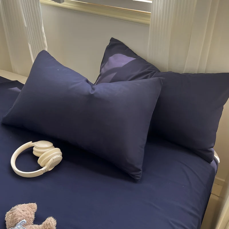 Washed Cotton Pillowcases Set of 2, 48×74cm (19×29 in), Solid Color Brushed Twill Pillow Covers, Soft Breathable Modern Style