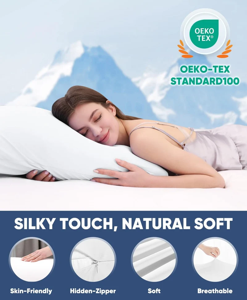 2-Pack Premium Silky Super Cooling White Pillowcases – Arc-Chill Extreme Q-Max 0.5