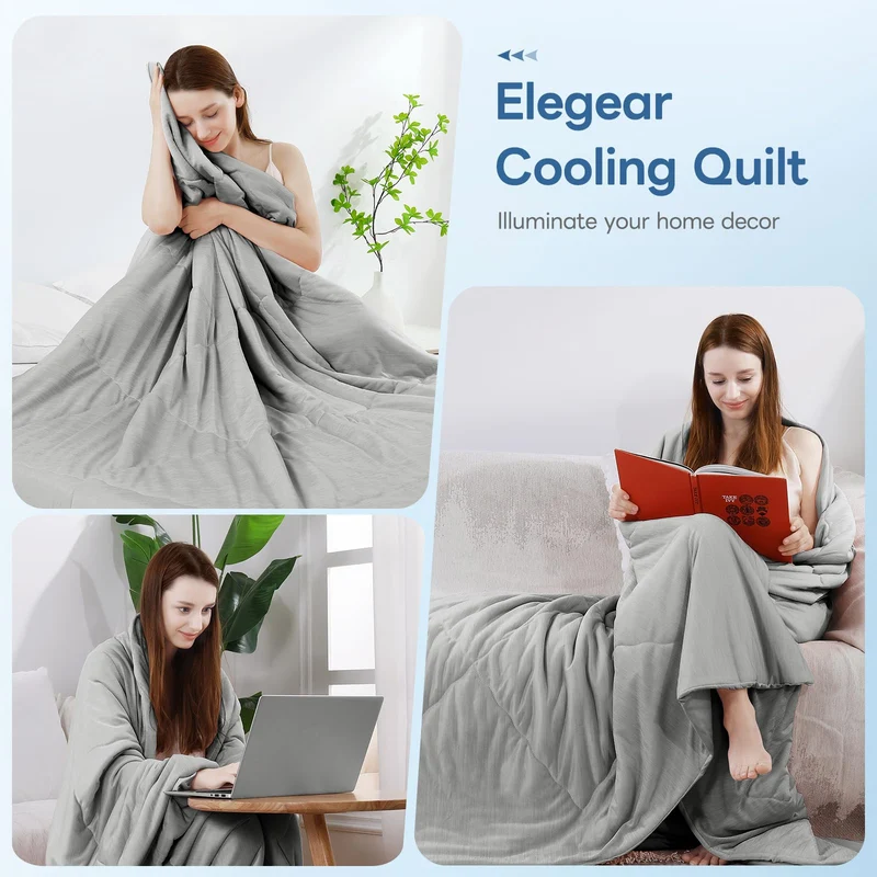 Elegear Cooling Duvet for Night Sweats – Arc-Chill Q-Max 0.5, Soft Double-Layer Summer Blanket