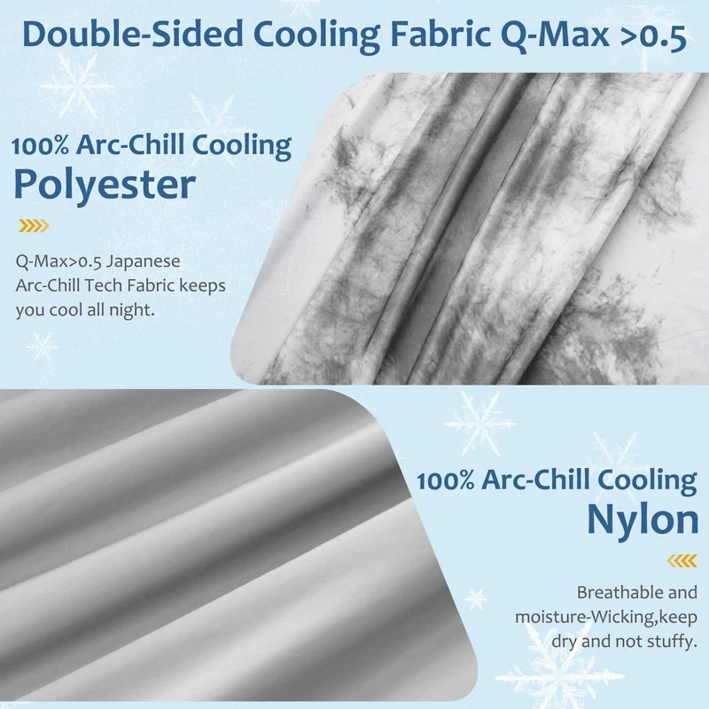 Arc-Chill Tie Dye Cooling Blanket – Q-Max 0.5+ Double-Layer Dual-Sided Cool Touch Blanket for Comfortable Summer Nights-Light Gray