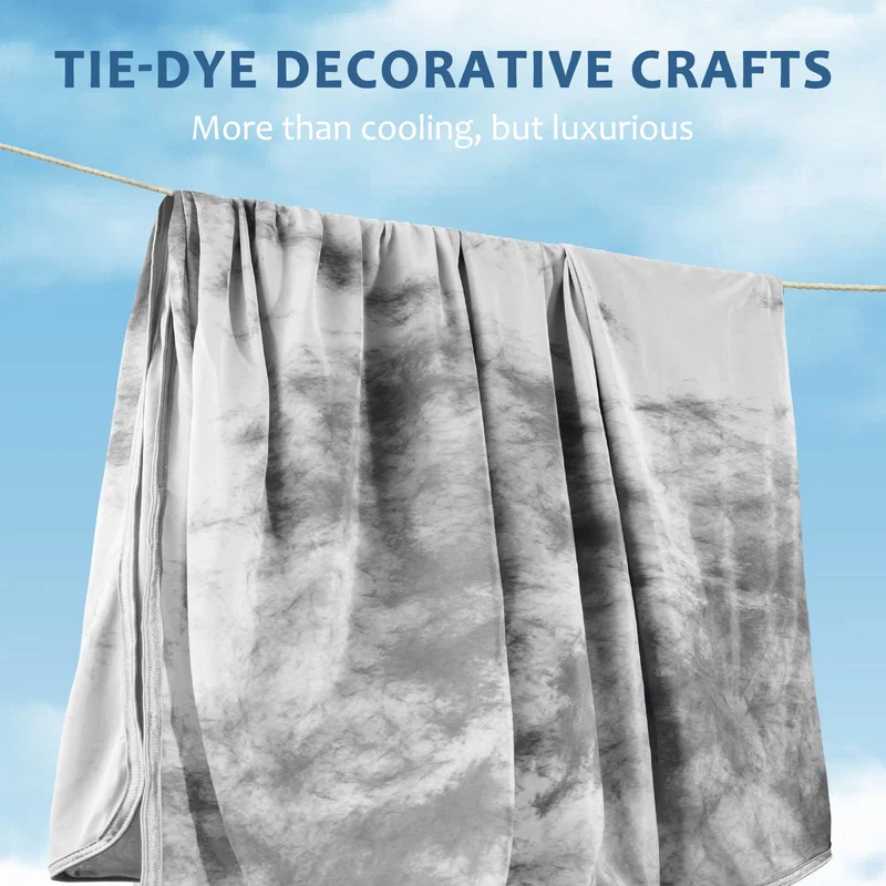 Arc-Chill Tie Dye Cooling Blanket – Q-Max 0.5+ Double-Layer Dual-Sided Cool Touch Blanket for Comfortable Summer Nights-Light Gray