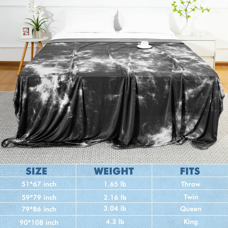 Arc-Chill Tie Dye Cooling Blanket – Q-Max 0.5+ Double-Layer Dual-Sided Cool Touch Blanket for Comfortable Summer Nights-Grey