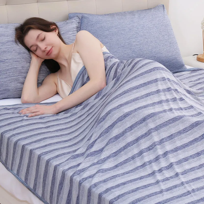 Elegear Dual-Sided Cooling Blanket –Striped Design, Arc-Chill Q-Max > 0.5, Blue