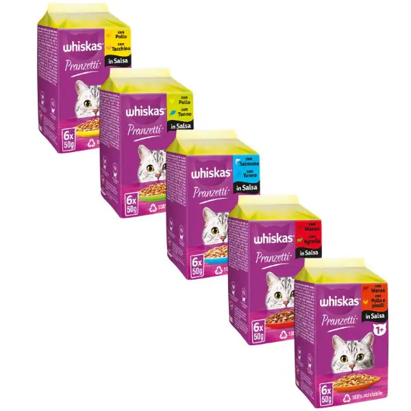 Whiskas Adult Pranzetti in salsa Multipack 6x50 gr