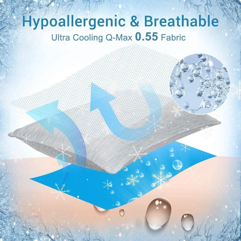 Revolutionary Gray Cooling Pillowcases Set of 2 – Arc-Chill Pro Q-Max 0.4