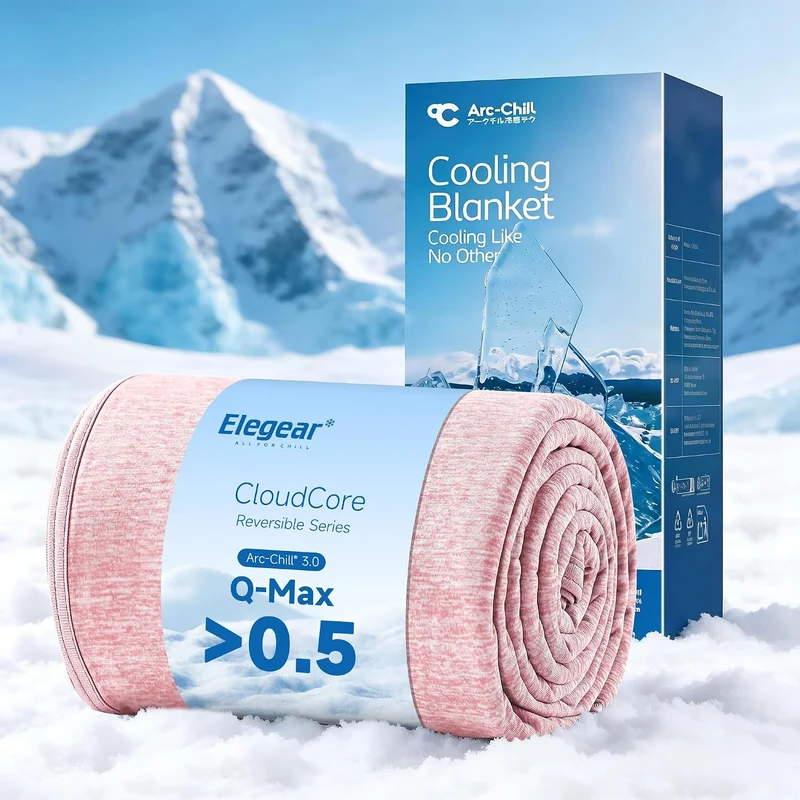 Elegear Light Pink Cooling Blanket – Arc-Chill 3.0, Q-Max>0.5, Multi-Size Options