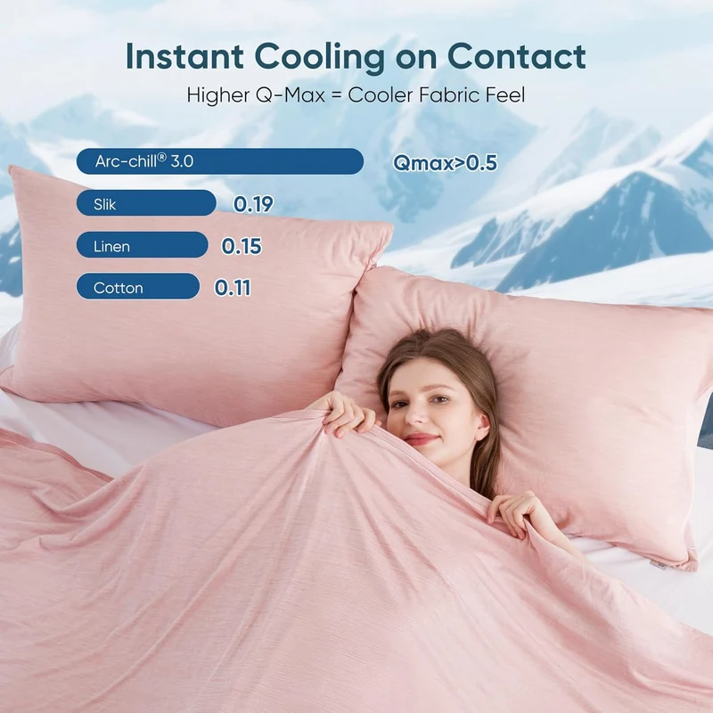 Elegear Light Pink Cooling Blanket – Arc-Chill 3.0, Q-Max>0.5, Multi-Size Options