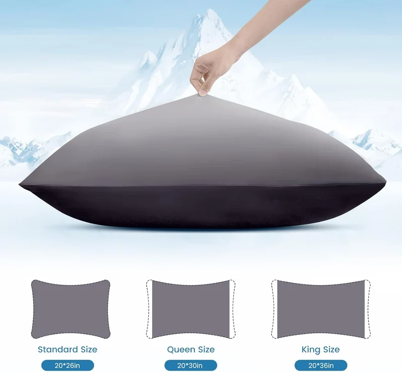 2 Pack Gray Cooling Pillowcases – Breathable, Soft, Skin & Hair Protecting