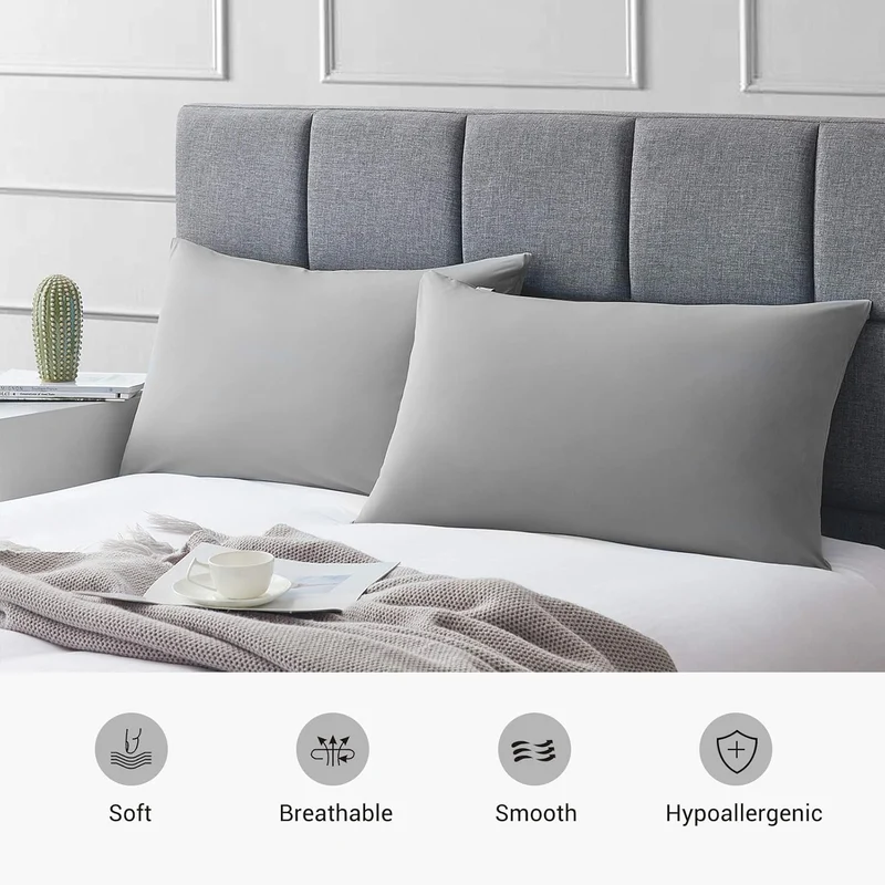 2-Pack Premium Silky Super Cooling Dark Gray Pillowcases – Arc-Chill Extreme Q-Max 0.5