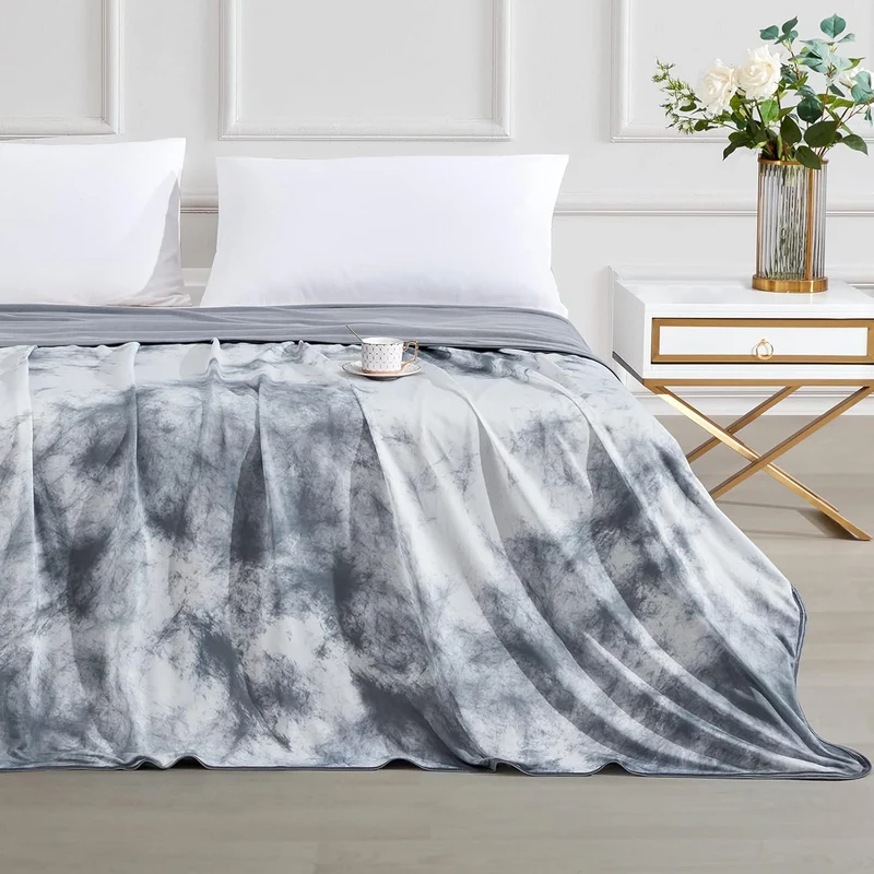 Elegear Tie-Dye Cooling Blanket – Q-Max > 0.5, Double-Sided & Stylish Color Gray