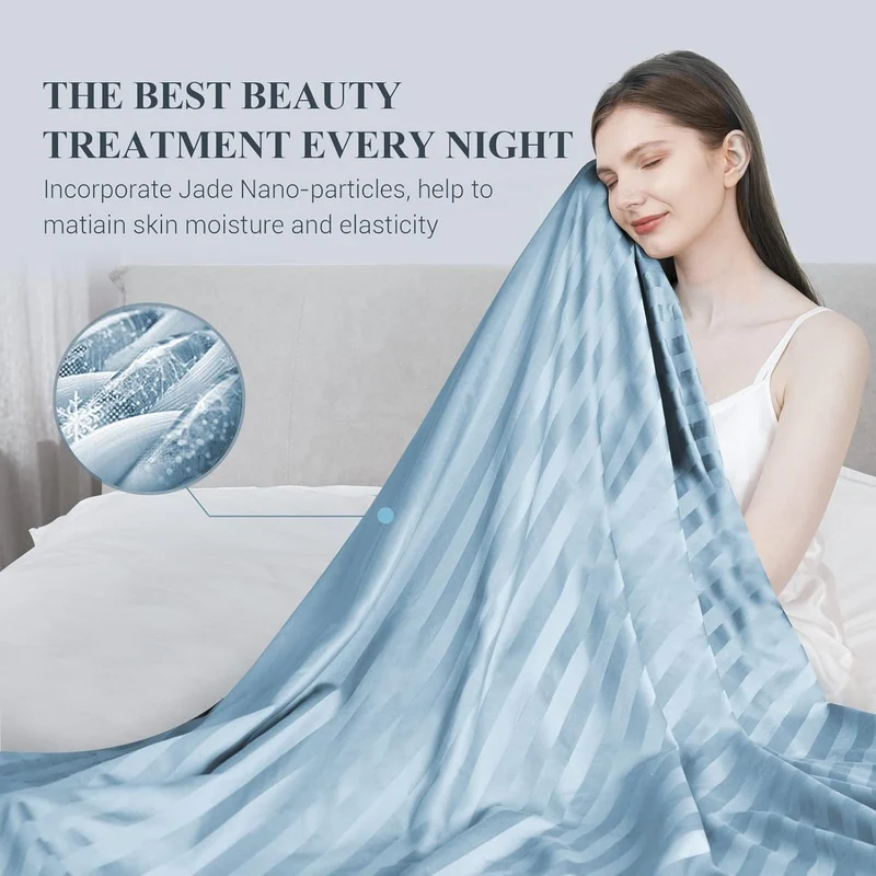Arc-Chill Cooling Fabric Q-max>0.5 Double-Sided Summer Blanket of Color Blue