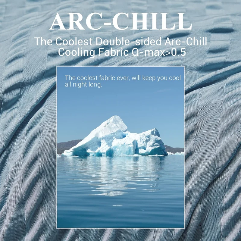 Arc-Chill Cooling Fabric Q-max>0.5 Double-Sided Summer Blanket of Color Blue