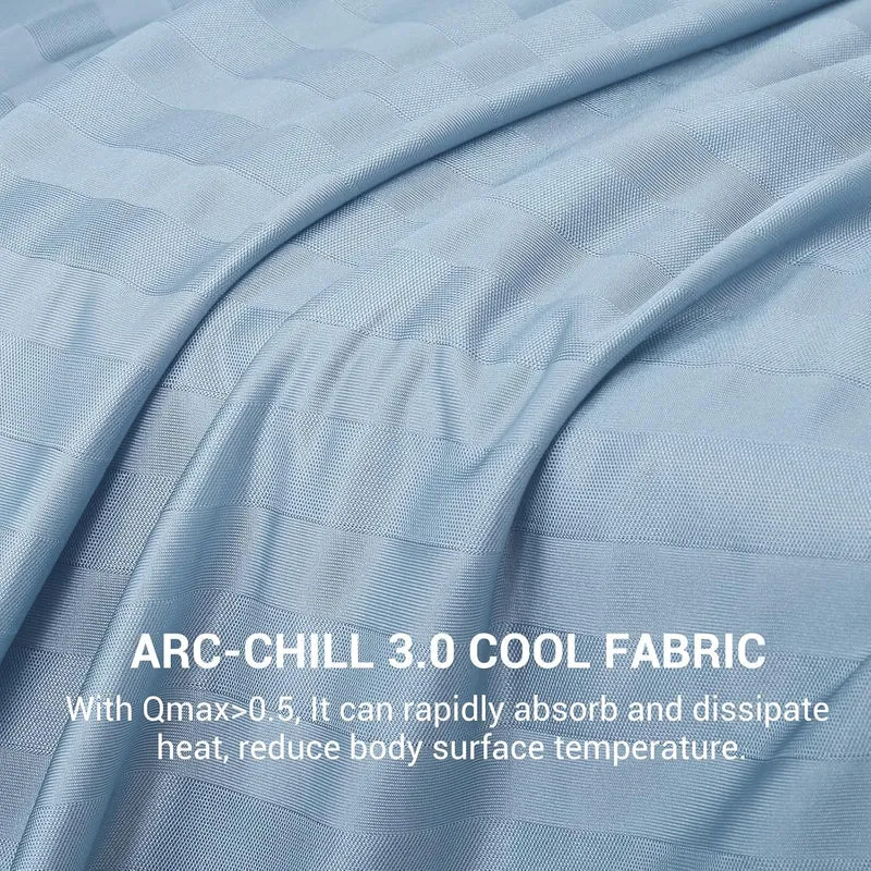 Arc-Chill Cooling Fabric Q-max>0.5 Double-Sided Summer Blanket of Color Blue