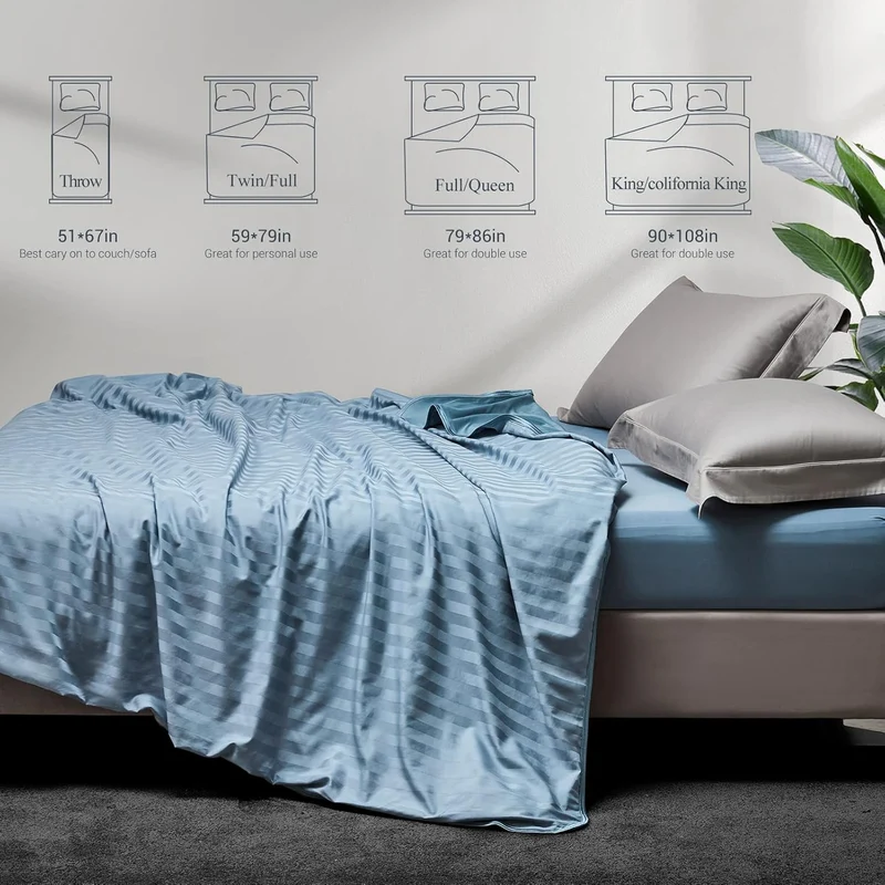 Arc-Chill Cooling Fabric Q-max>0.5 Double-Sided Summer Blanket of Color Blue