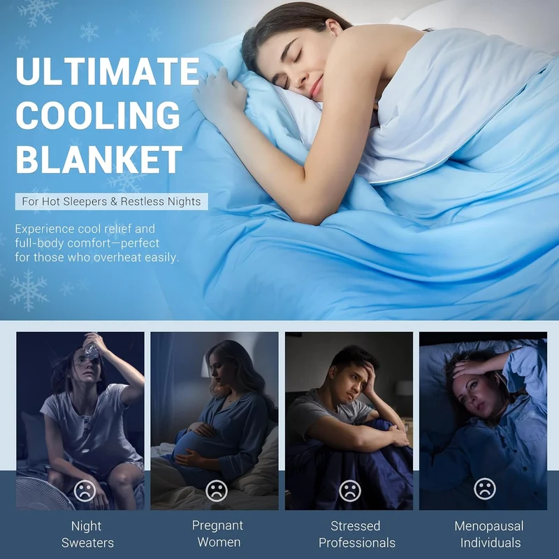 Elegear Arc-Chill Cooling Comforter, Q-Max >0.5, Double-Sided Cooling comforter, Gradient Dark Blue