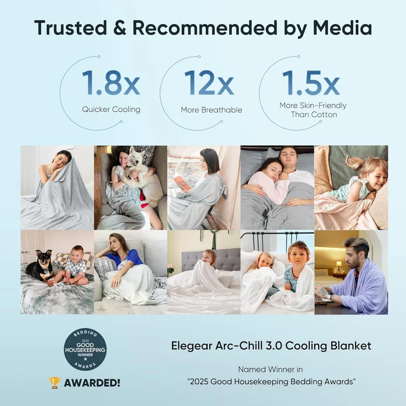 Arc-Chill® Cooling Fabric Q-max>0.5 Double-Sided Summer Blanket of Dark Grey