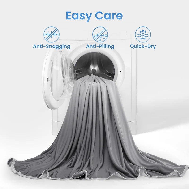 Q-Max > 0.5 Gradient Gray Cooling Blanket – Double-Sided, Breathable & Machine Washable