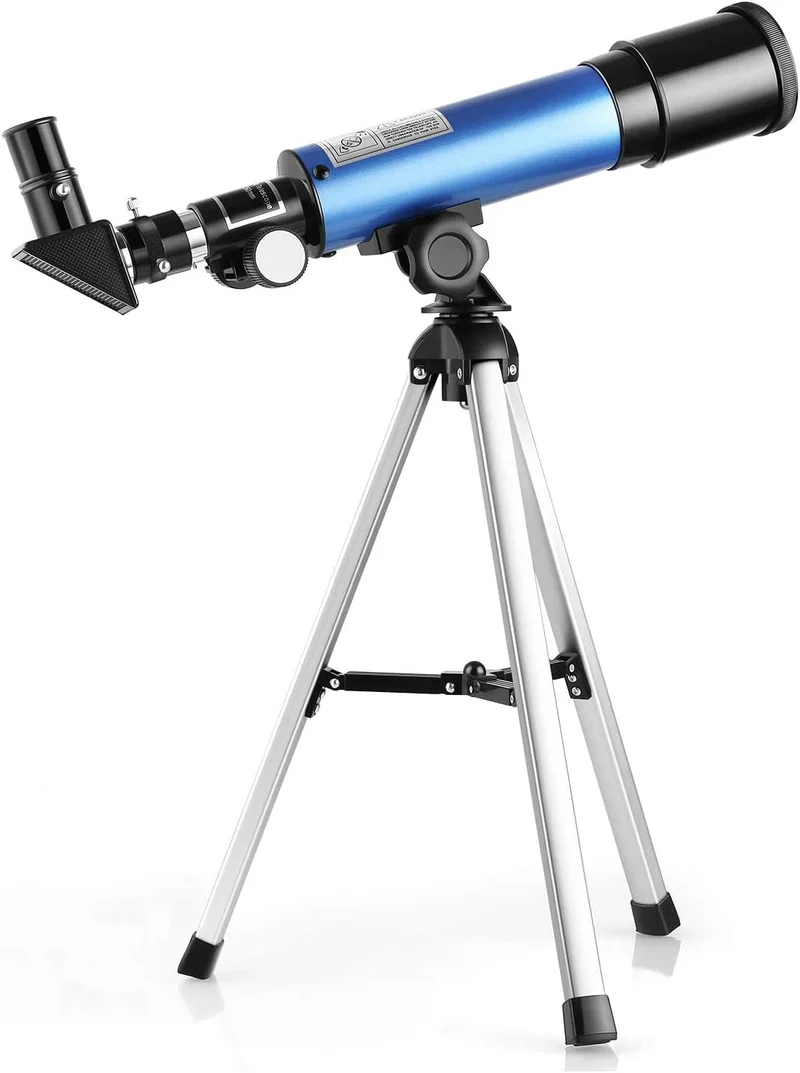 Telescopio Astronomico 50/360 mm Telescopio per Bambini Ingrandimenti 18x e 60x, Treppiede Portatile in Alluminio (36cm), Guarda la Luna, Regali di Compleanno, Regali di Natale per Bambini