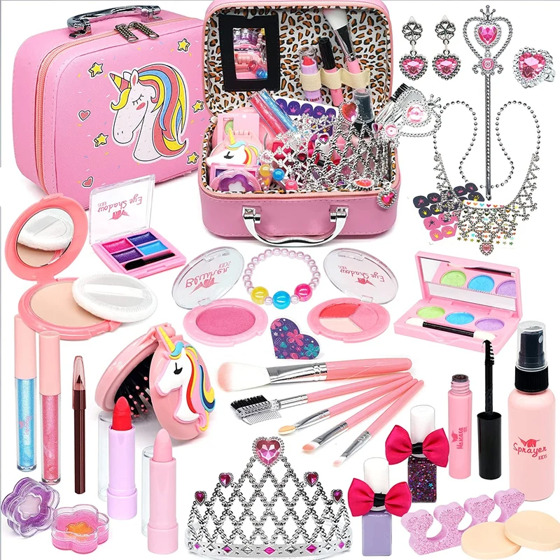 Amerrly Trucchi Bambina Set - 27 Pezzi Trucchi Bambina Anallergici Unicorni Giocattoli Bambina, Valigetta Trucchi Bambina, Giochi Bambina, Regali di Compleanno di Natale per Ragazze 4 5 6 7 8 9