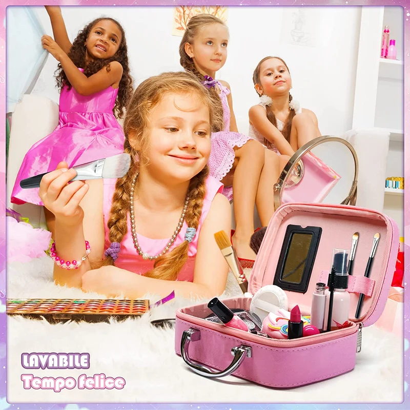Amerrly Trucchi Bambina Set - 27 Pezzi Trucchi Bambina Anallergici Unicorni Giocattoli Bambina, Valigetta Trucchi Bambina, Giochi Bambina, Regali di Compleanno di Natale per Ragazze 4 5 6 7 8 9