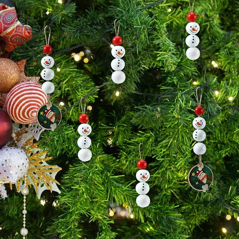 Yuikome 160 Pezzi di Natale Pupazzo di Neve Perline nel Legno Perline di Fattoria Perline Artigianali nel Legno Forniture per Decorazioni Artigianali DIY