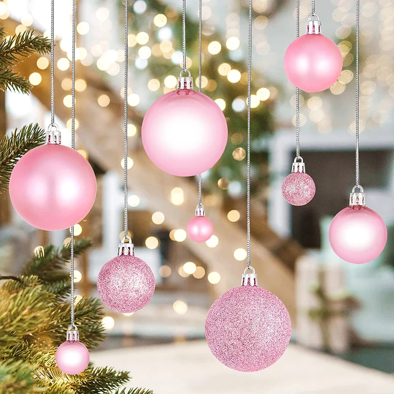 Palline di Natale Rosa 101 pezzi, Set Palline Albero di Natale, Natale Decorazioni Albero, Ornamenti Decorativi