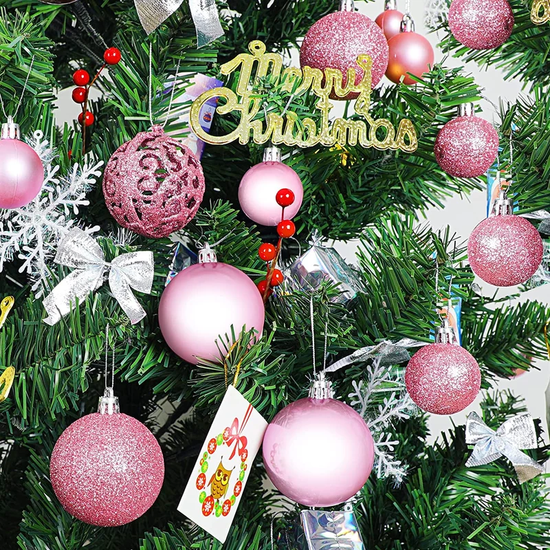 Palline di Natale Rosa 101 pezzi, Set Palline Albero di Natale, Natale Decorazioni Albero, Ornamenti Decorativi