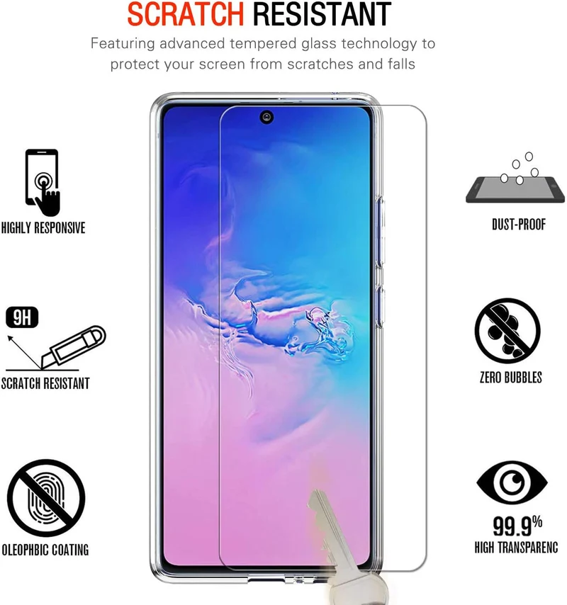 iVoler Custodia Cover per Samsung Galaxy S10 Lite con 3 Pezzi Pellicola Vetro Temperato, Ultra Sottile Morbido TPU Trasparente Silicone Antiurto Protettiva Case