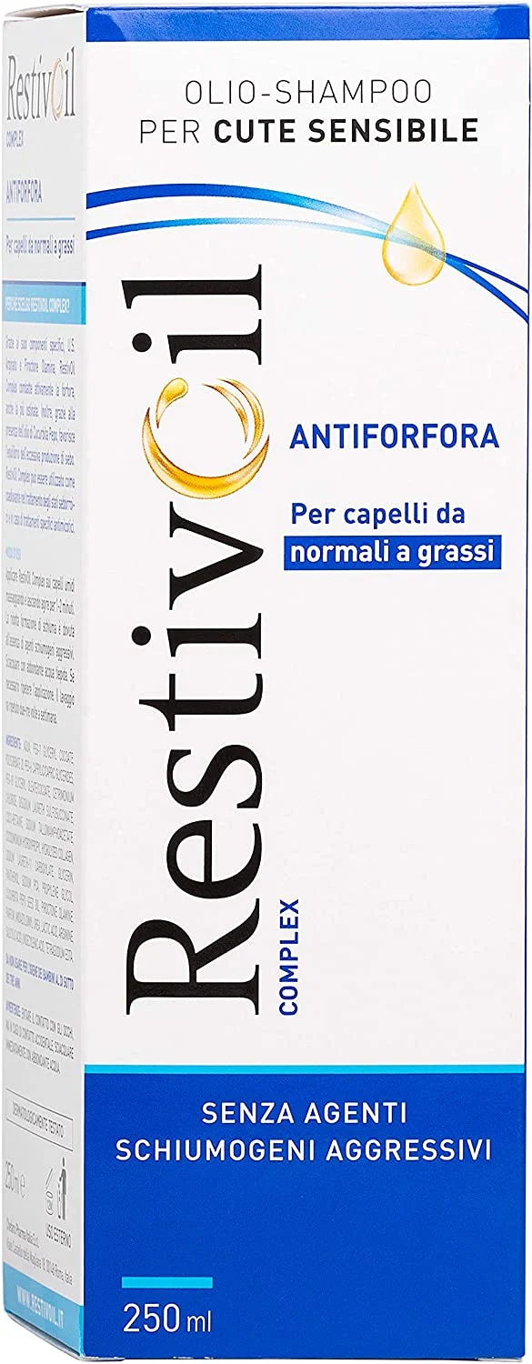 RestivOil Complex Shampoo Antiforfora per Capelli da Normali a Grassi, Olio Fisiologico con Azione Antiseborroica e Anti Prurito, 250 ml