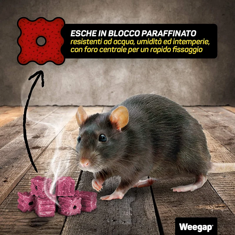 Veleno per Topi e Ratti, Esca Topicida Ratticida Professionale Potente, Novità Aroma all'Anice, Uso Esterno Interno Casa, Disinfestazione Rimedi Eliminare Roditori Azione Forte BlockRat - 300 g