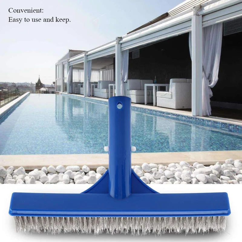 Spazzola Pareti di Piscina, Spazzola per Pulizia della Piscina Plastica e Acciaio Pennello Pareti Inferiori Spazzola in Acciaio per Sorgenti Stagno Spa Hot Spring -10 inch