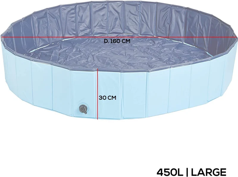 AQPET Piscina in plastica per Cane Animali Domestici Pieghevole da Giardino 160x30 (ØxH)