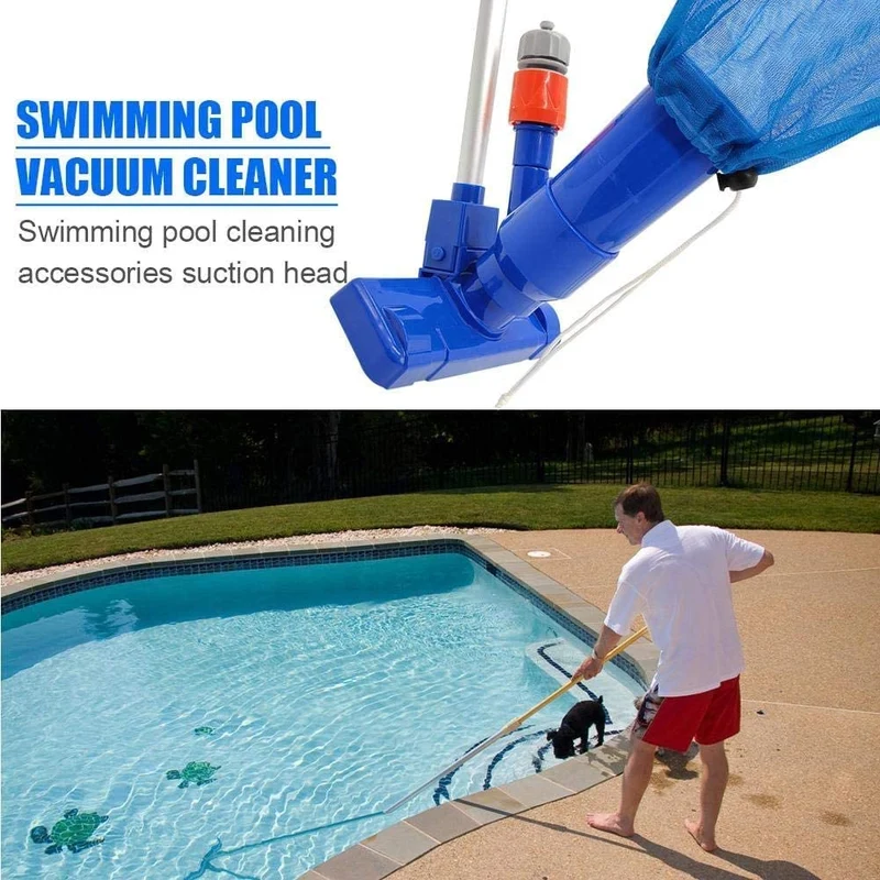 Aspirapolvere per Piscina, Kit Pulizia Piscina con 5 Sezioni di Palo e Sacchi a Rete, Aspirapolvere Piscina Fuori per Piscine, Piscine gonfiabili, laghetti, fontane