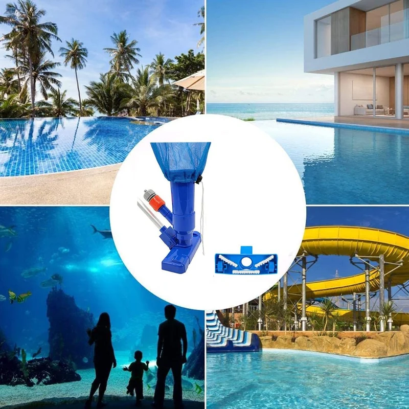 Aspirapolvere per Piscina, Kit Pulizia Piscina con 5 Sezioni di Palo e Sacchi a Rete, Aspirapolvere Piscina Fuori per Piscine, Piscine gonfiabili, laghetti, fontane