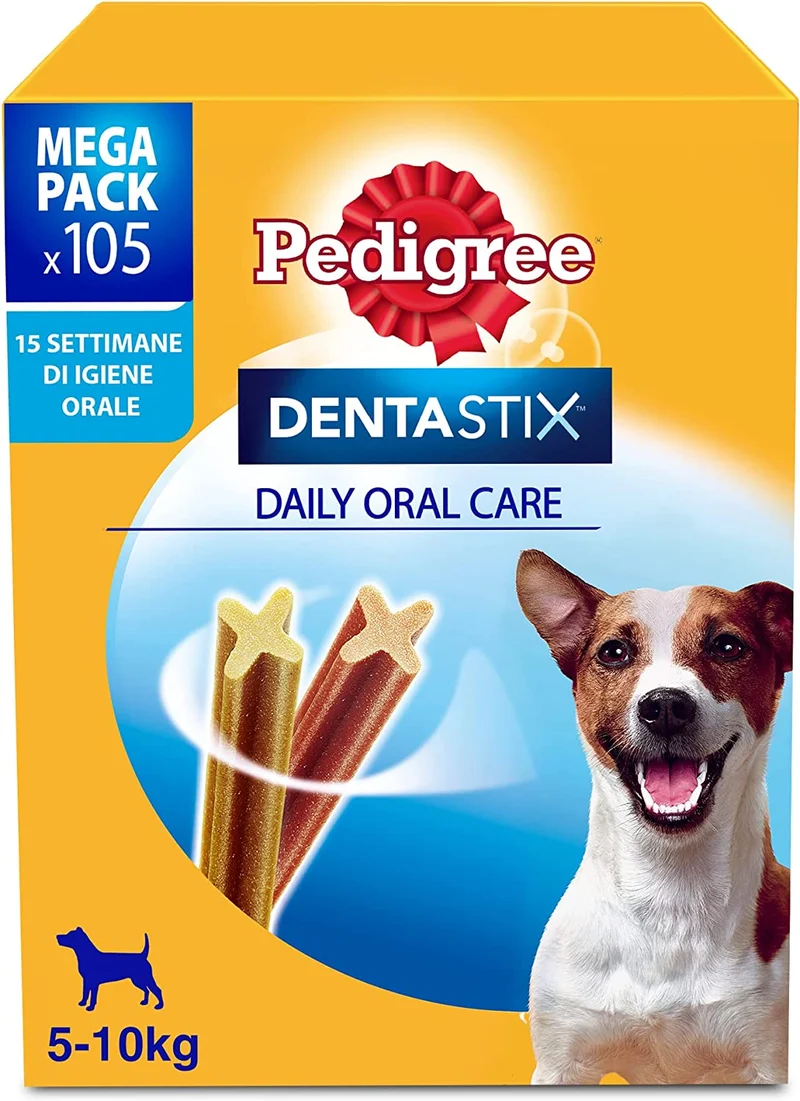 Pedigree Dentastix Snack per la Igiene Orale (Cane Medio 10-25 kg), 180g 105 Pezzi - 15 Confezioni da 7 pezzi (105 Pezzi totali)