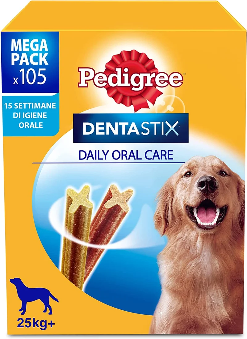 Pedigree Dentastix Snack per la Igiene Orale (Cane Medio 10-25 kg), 180g 105 Pezzi - 15 Confezioni da 7 pezzi (105 Pezzi totali)